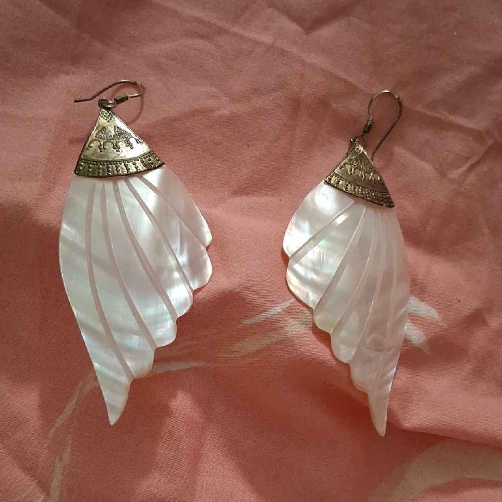 Elegant Silver and White Wing Earrings